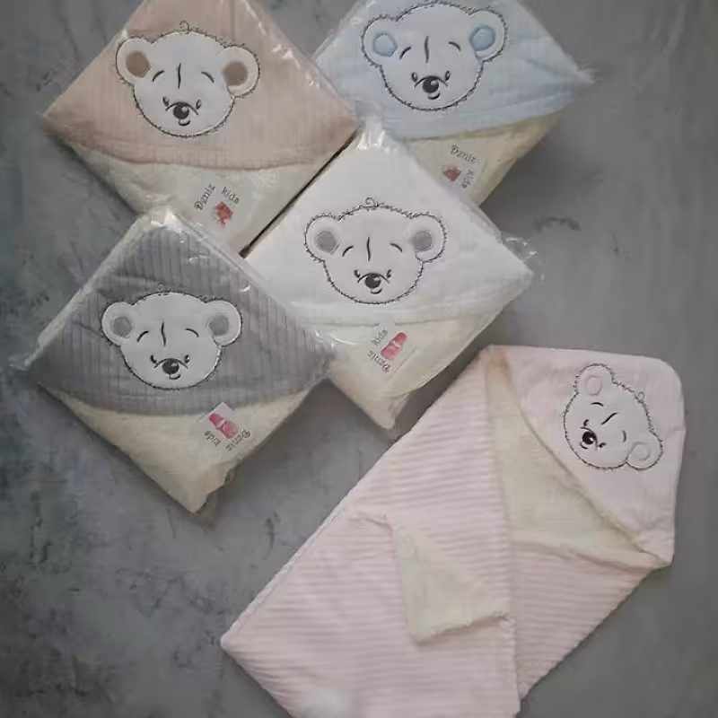 پتو دور پیچ خرسی نوزاد مخمل کبریتی 