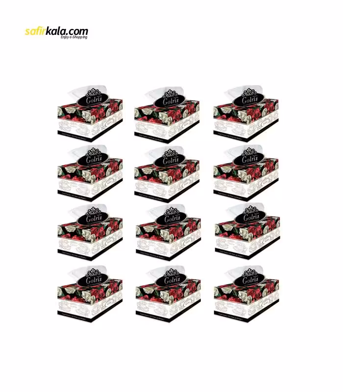 دستمال کاغذی 100 برگ گلریز مدل بوستان بسته 12 عددی