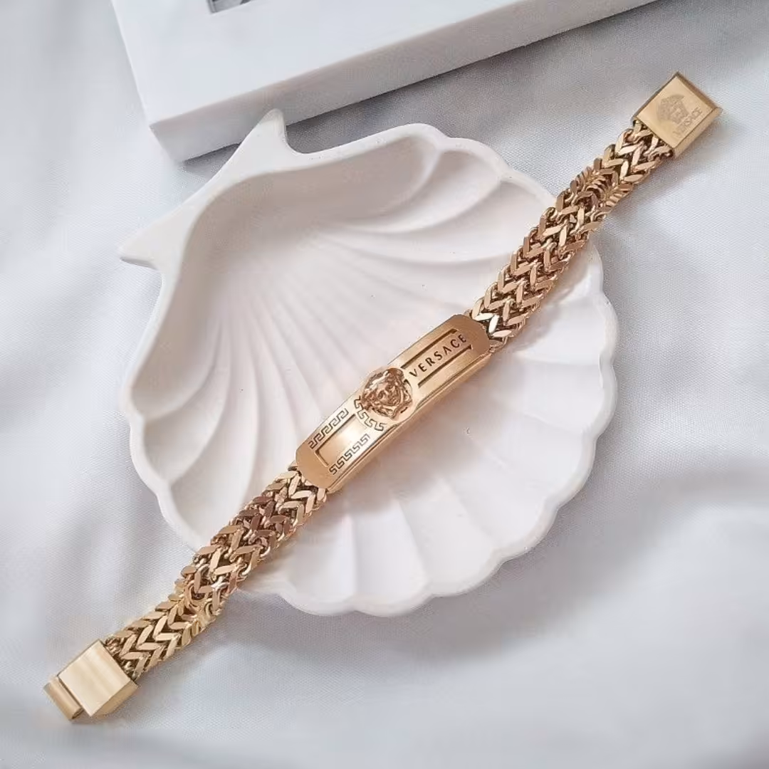 دستبند اسپورتی رولکس.ورساچ. کد 385425588.برند  استیل.رنگ ثابت.طرح طلا 