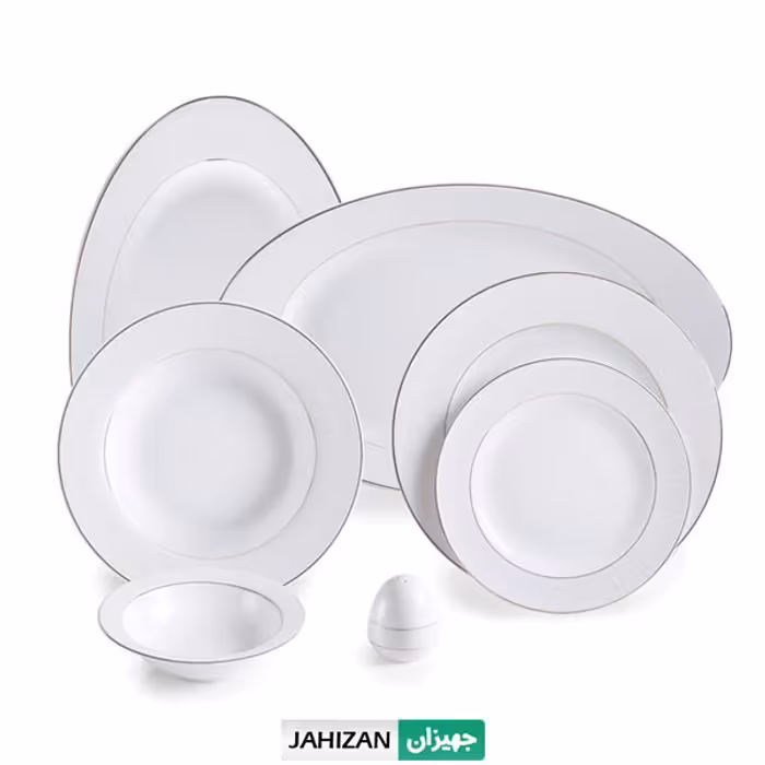 سرویس چینی زرین 28پارچه سپید صدف سری ایتالیا (عالی)