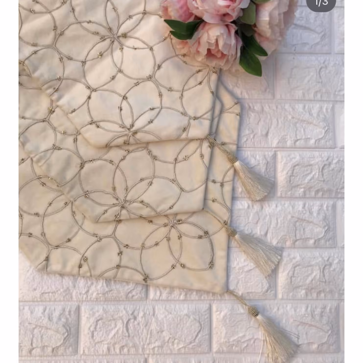 رومیزی 3 تکه مخمل خامه دوزی با کیفیت