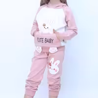 سوئیشرت و شلوار  سوپر نخ طرح گلدوزی خرگوش گوش دراز  فوقالعاده نرم و گرم و شیک 