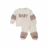 ست بلوز شلوار نوزادی دخترانه مدل Baby طرح دار سفید