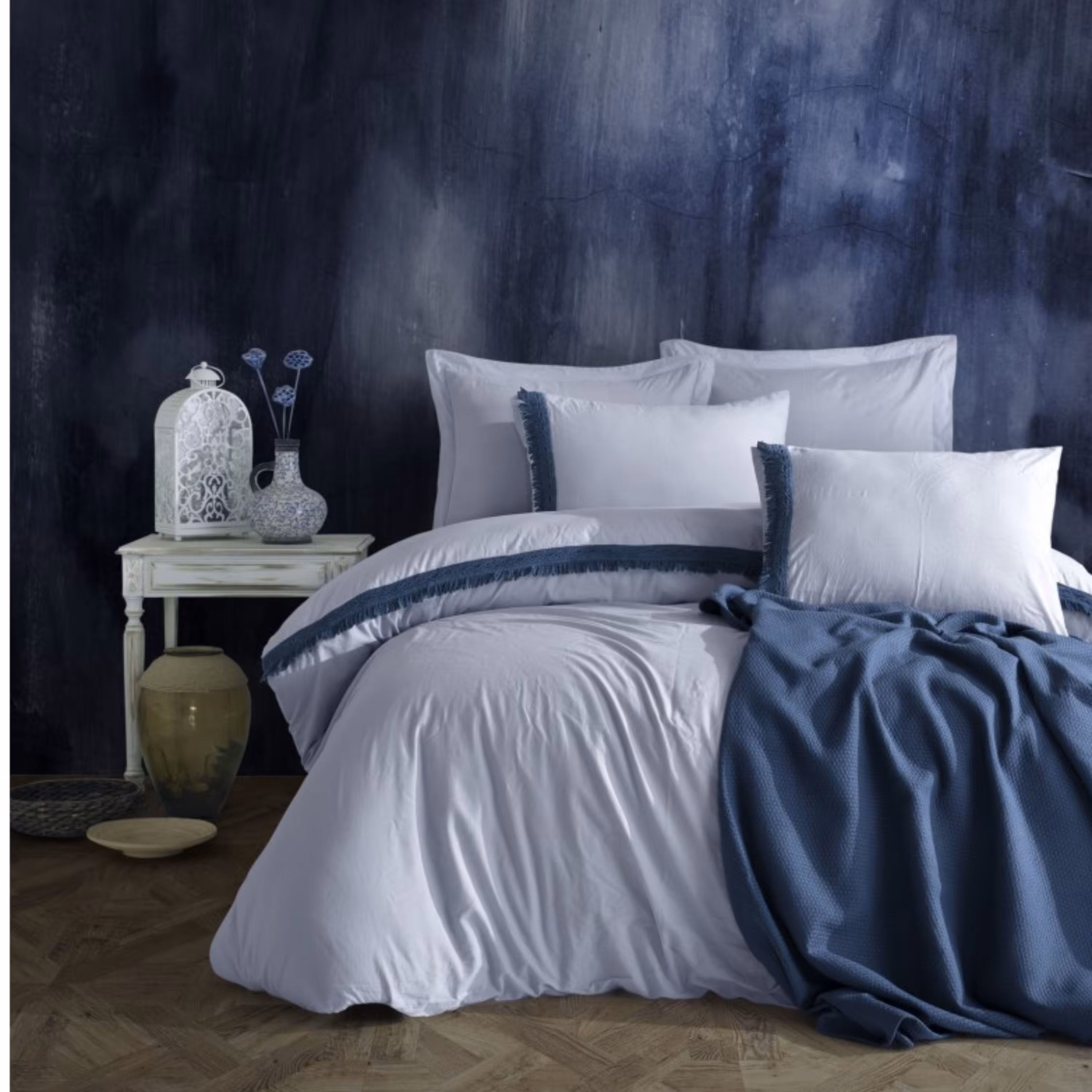 ست ملحفه با پیکه کاتن باکس مدل Nature Indigo دو نفره 5 تکه