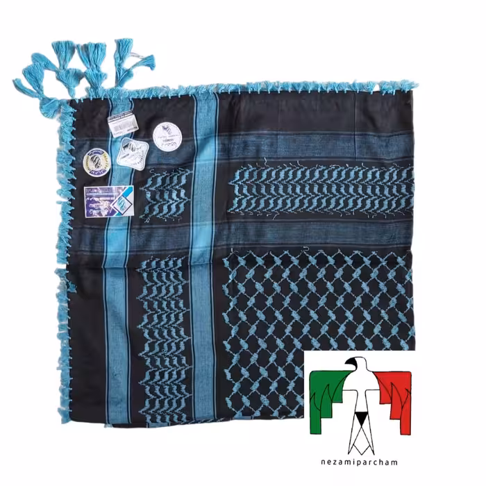 چفیه عربی ساخت هند اعلا آبی کمرنگ چفیه هندی درجه یک چفیه عربی آبی کم رنگ چفیه کوهنوردی چفیه استتار شال عربی نخی خنک