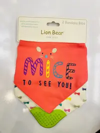 پیش بند دندانگیردار نوزادی لیون دو عددی یک رو پارچه یک رو حوله ای با کیفیت عالی   lion bear