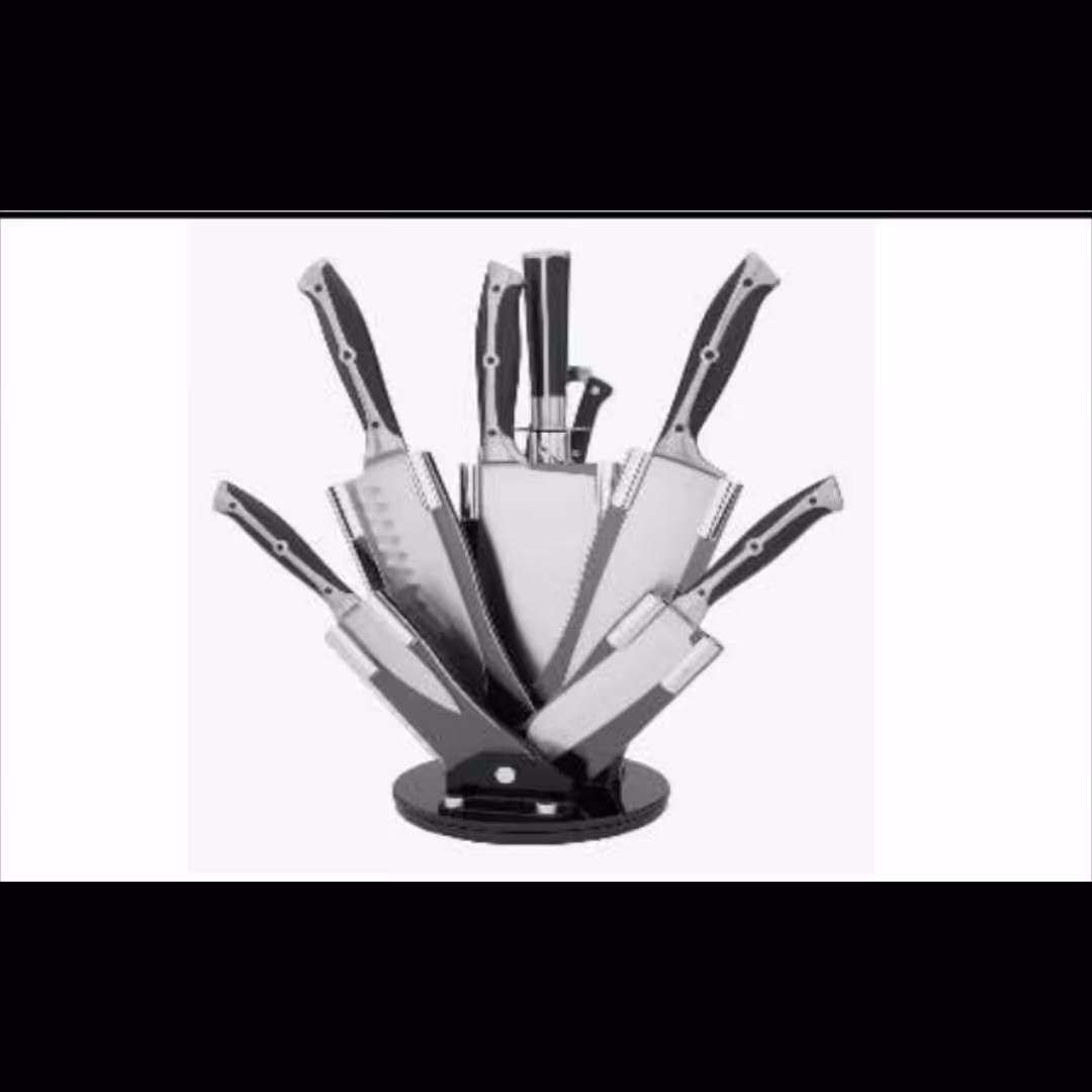 سرویس کارد آشپزخانه 9 پارچه مشکی کد 8015B