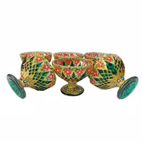 بستنی خوری و آجیل خوری بلور  گلدار (6 تایی) سبز