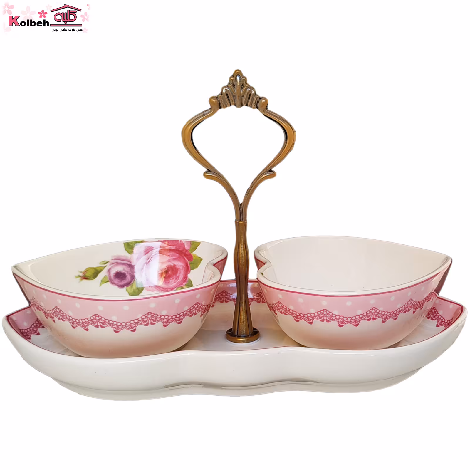 اردوخوری قلب دوتایی گلدار رنگی گلدکیش مدل GK611254