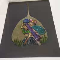 نقاشی قدیمی بر روی برگ انجیر طبیعی (هندی) شماره 11