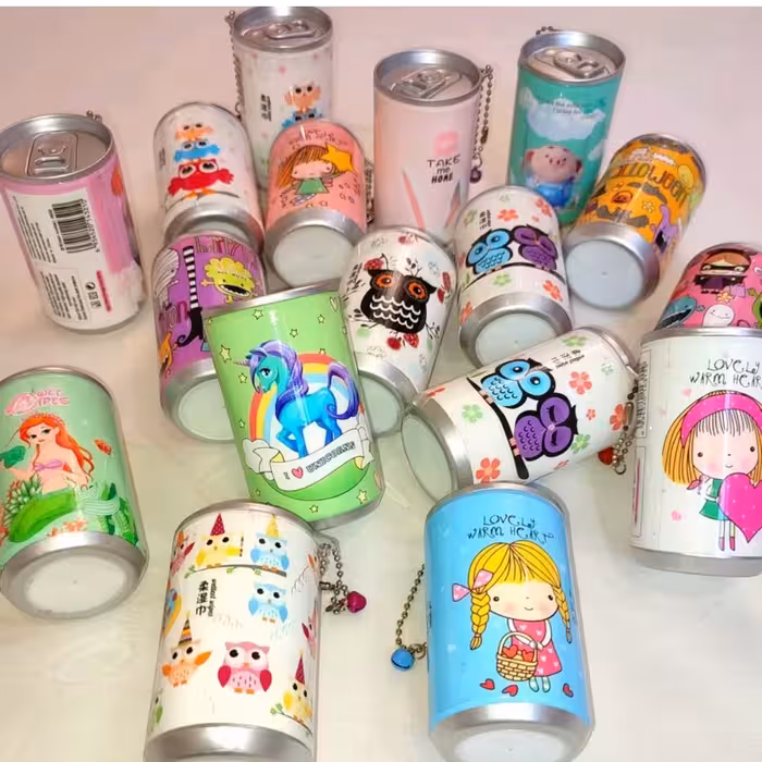 دستمال مرطوب قوطی فلزی استوانه ای طرح دار زنگوله دار