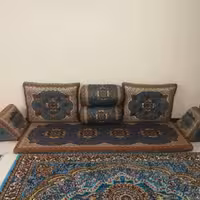 پشتی شاه نشین 7 تکه رنگ آبی کد 1