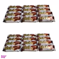 کیک کرمدار وانیلی کاراملی با روکش فرآورده کاکائویی سی سی شیرین عسل وزن 30 گرم بسته 48 عددی