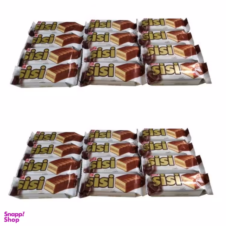 کیک کرمدار وانیلی کاراملی با روکش فرآورده کاکائویی سی سی شیرین عسل وزن 30 گرم بسته 48 عددی