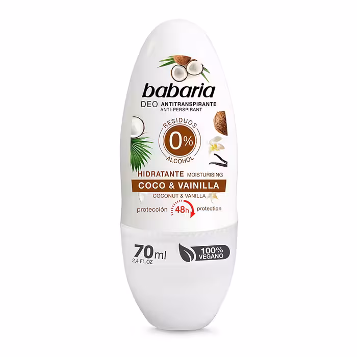 دئودورانت رولی (مام) باباریا مدل نارگیل و وانیل اصلی Babaria Desodorante Rollon Coco &amp; Vanilla 48h Protection 70ml