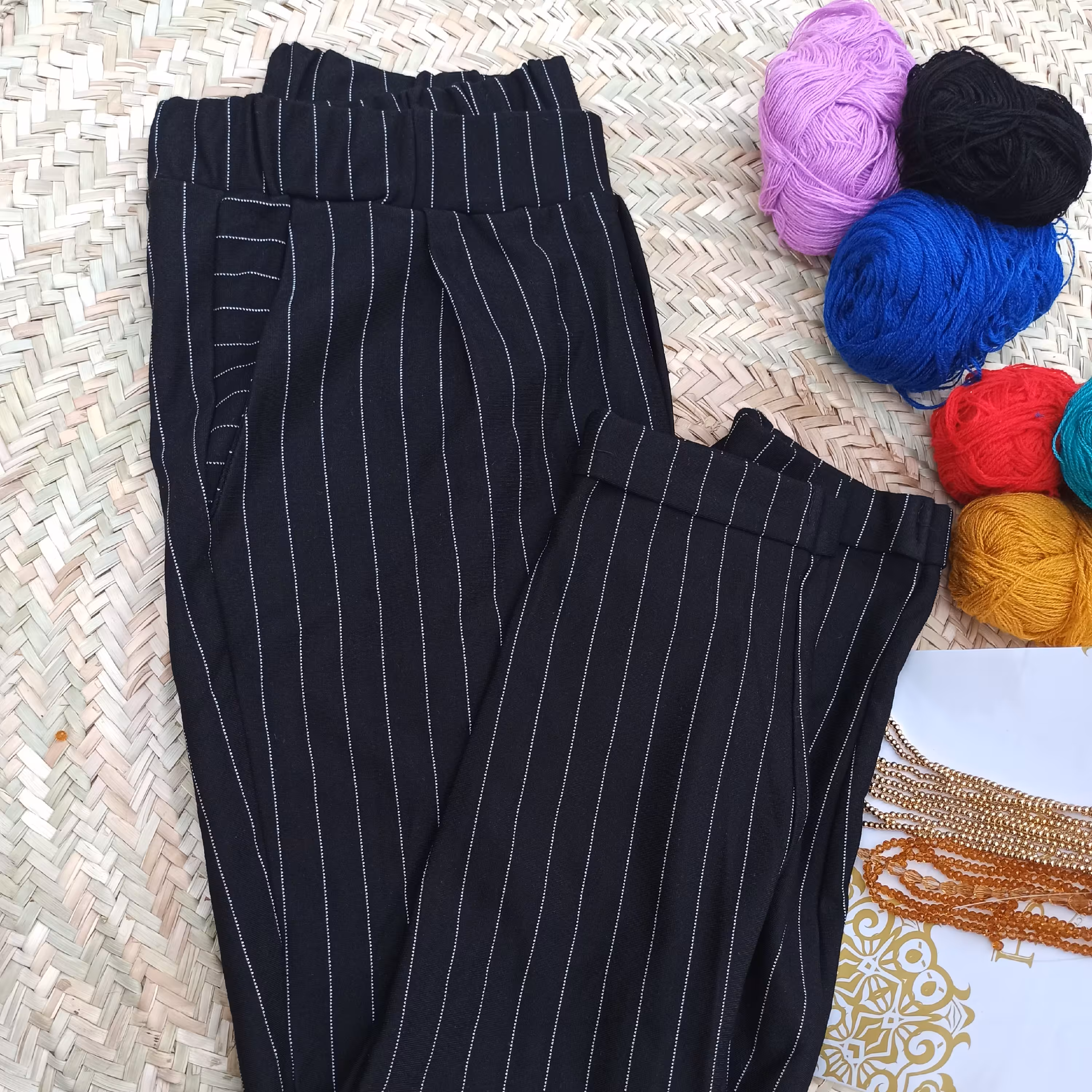 شلوار راه راه زغالی