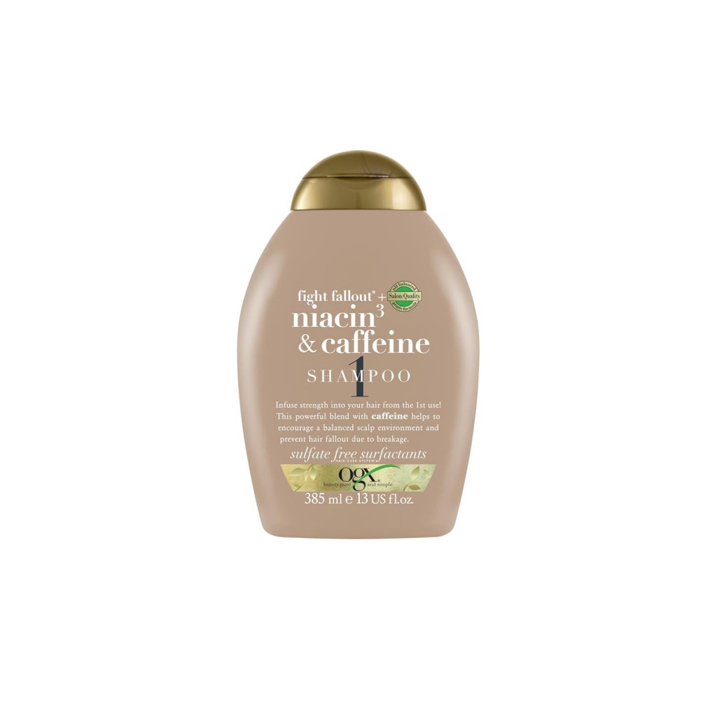 شامپو ضدریزش نیاسین و کافئین او جی ایکس OGX Fight Fallout Niacin &amp; Caffeine Shampoo 385ml