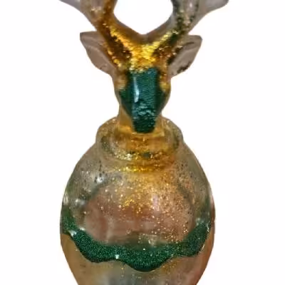 جعبه تخم مرغی کله گوزنی سبز طلایی دستساز رزینی