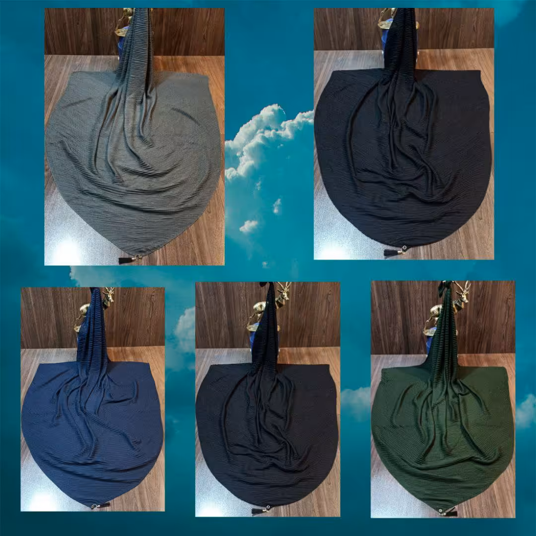 روسری نخی پلیسه منگوله دار قواره 135 در 4 رنگ