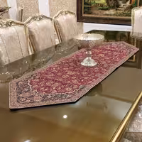 رومیزی رانر ترمه ابعادطرح شاه عباسی(50x150)زرشکی مشکی