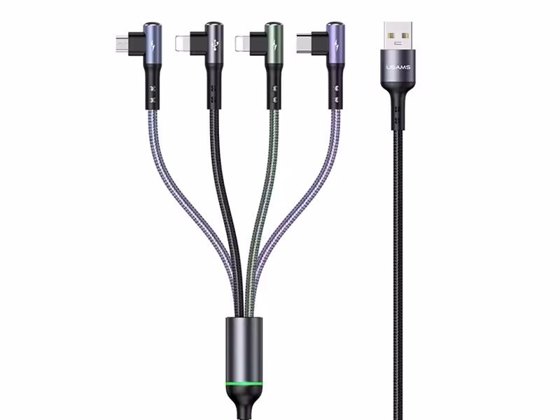 کابل 4 در 1 یوسامز USAMS US-SJ563 U80 4IN1 Right-angle Charging &amp; Data Cable