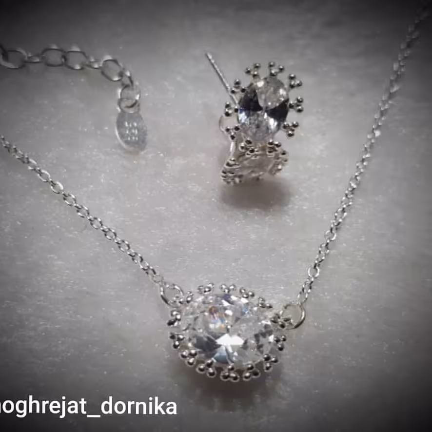 نیم ست نقره برلیان