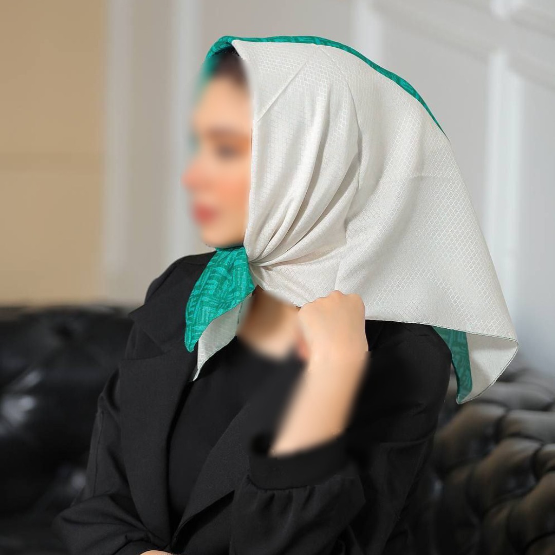 مینی اسکارف دو رنگ سفید و سبز ارسال رایگان