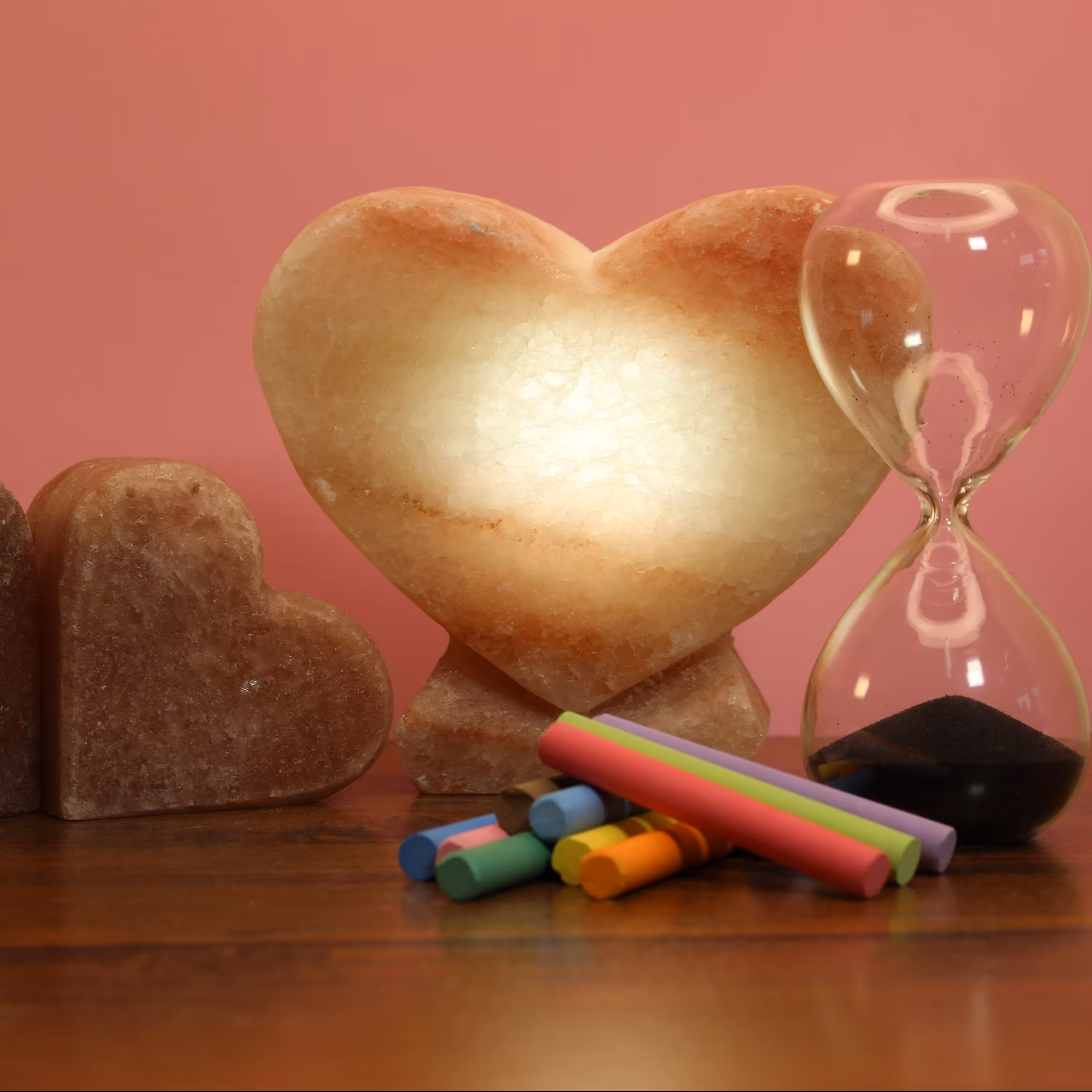 آباژور تزئینی سنگ نمک مدل قلب (بزرگ) کد 7
