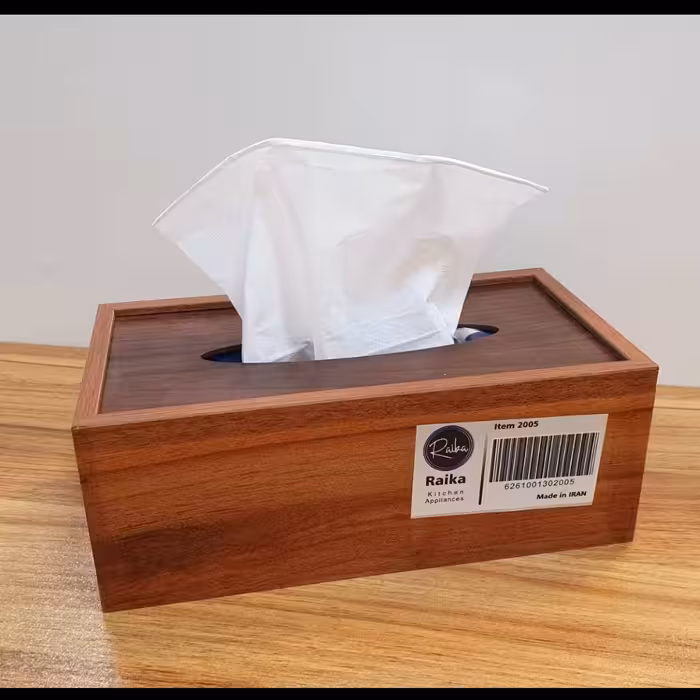 جا دستمال کاغذی چوبی رایکا با زیر کشویی 