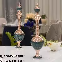 تنگ گیلاسی فیروزه کوبی مسی ارتفاع  33 سانتی متر