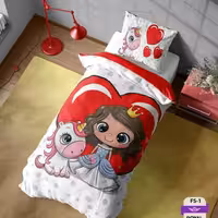 روتختی یک نفره دخترونه،پرنسس و پانی با قلب قرمز،زمینه سفید ،سه بعدی،جنس میکروتترون ، مناسب کودک و نوجوان ،برای تخت90