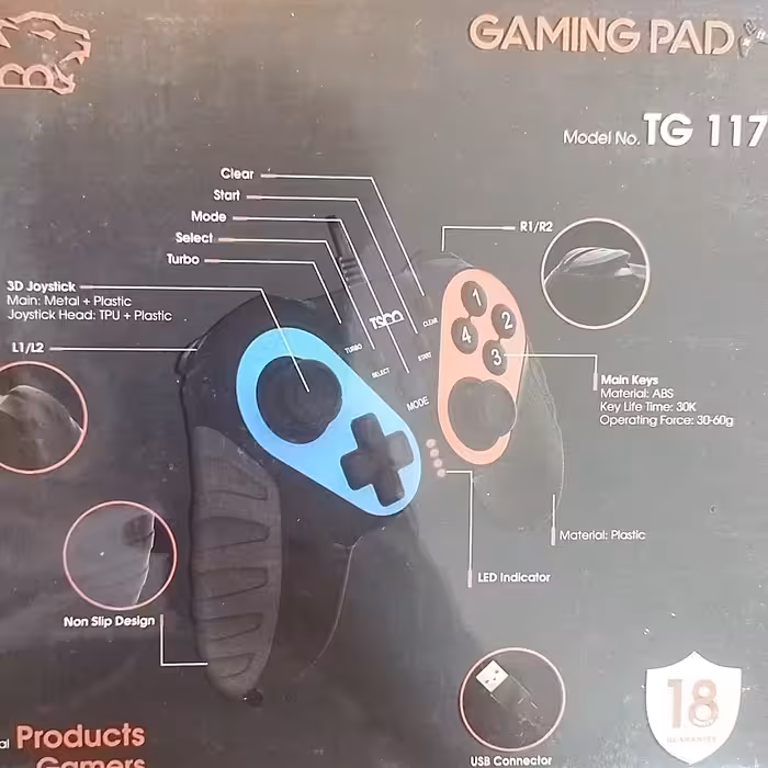 دسته بازی  TG 117 محصول از شرکت تسکو  مخصوص برای بازی کامپیوتر و لپ تاپ