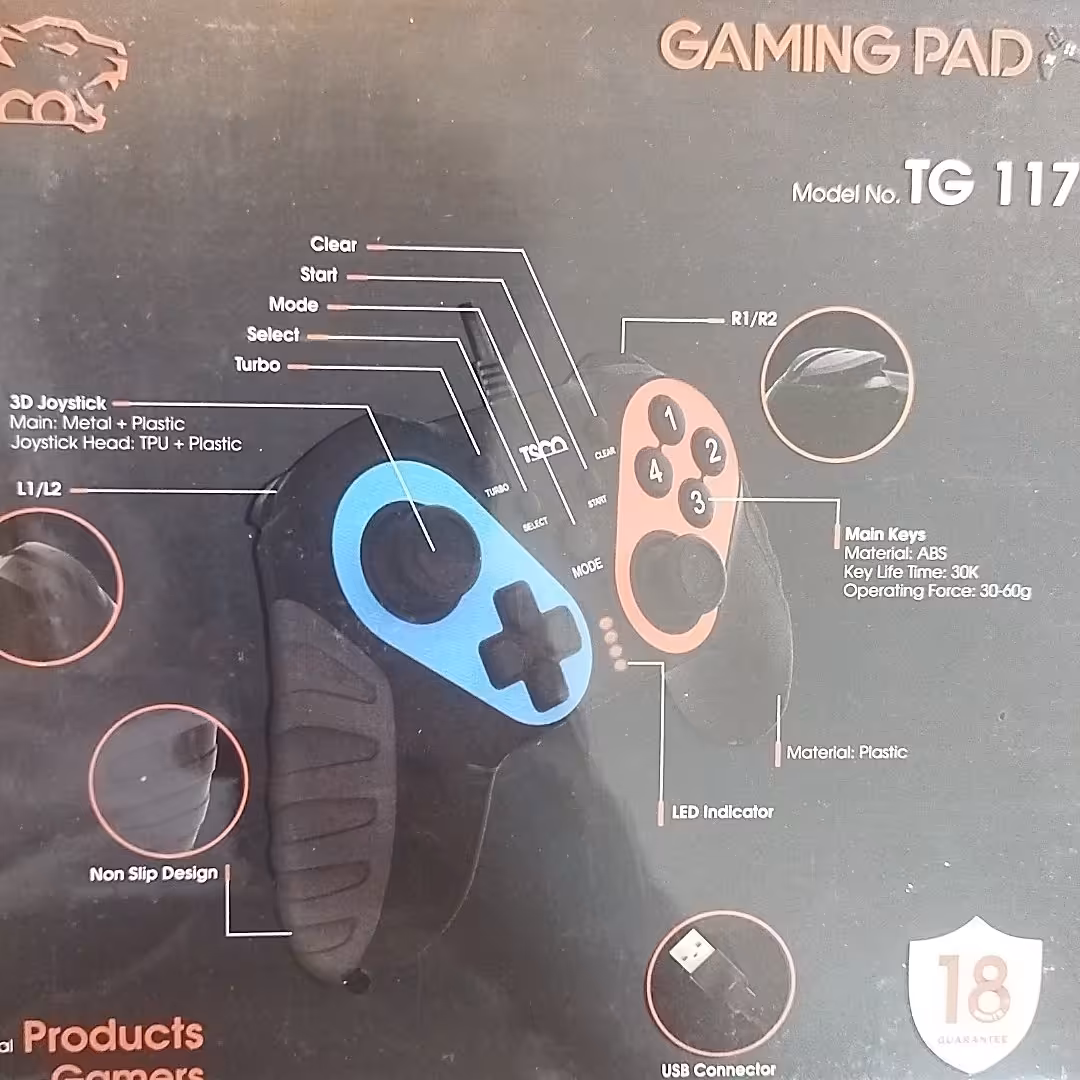 دسته بازی  TG 117 محصول از شرکت تسکو  مخصوص برای بازی کامپیوتر و لپ تاپ