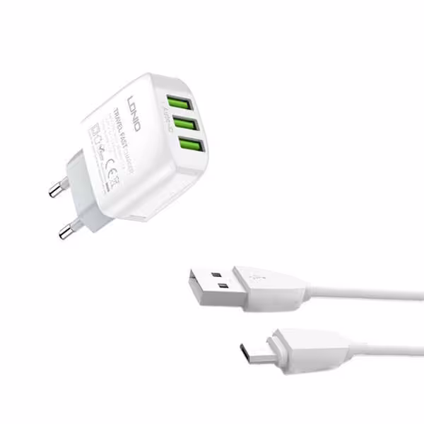شارژر دیواری الدینیو مدل A3312 به همراه کابل تبدیل microUSB