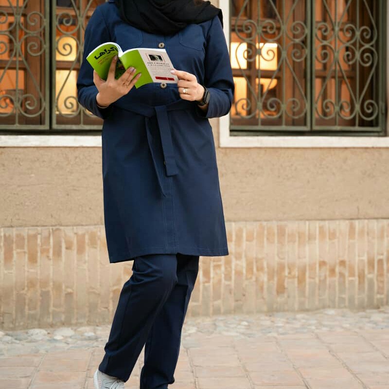مانتو و شلوار زنانه اداری رنگ سورمه ای