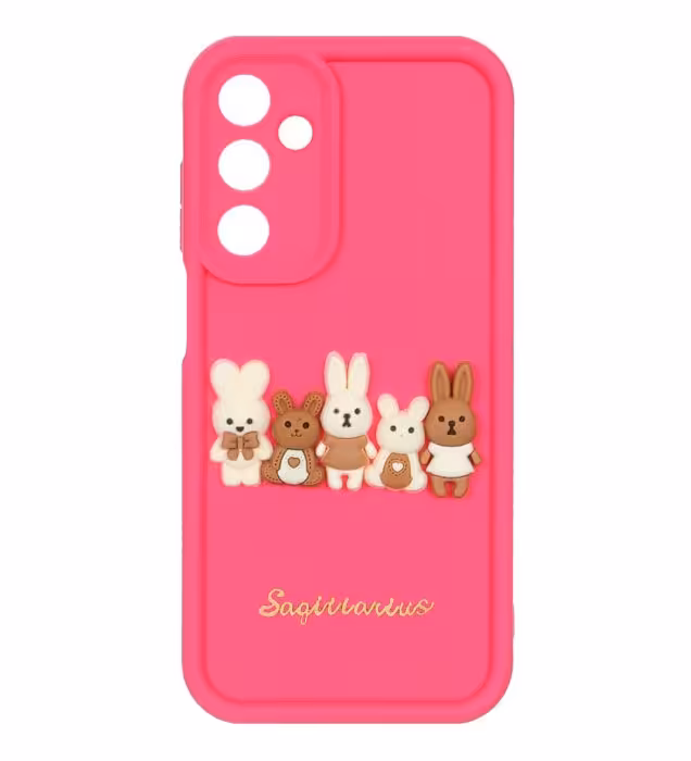 قاب گوشی سامسونگ Galaxy A25 5G مدل Solid Case عروسک برجسته خرگوشی - سرخابی