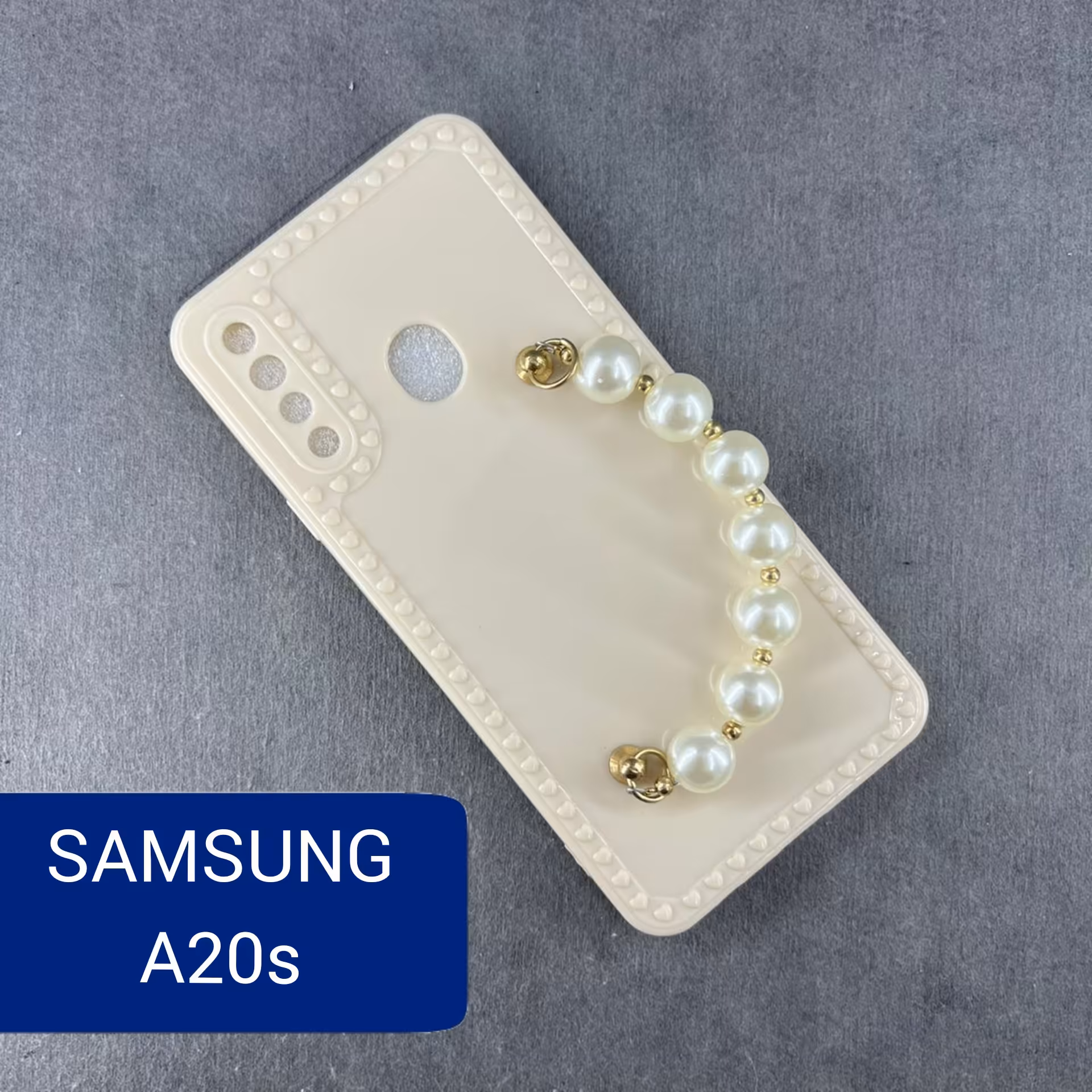 قاب گوشی سامسونگ A20s آویز مروارید صدفی محافظ لنزدار 