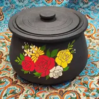 قابلمه سنگی 8 نفره نقاشی شده طرح رز 