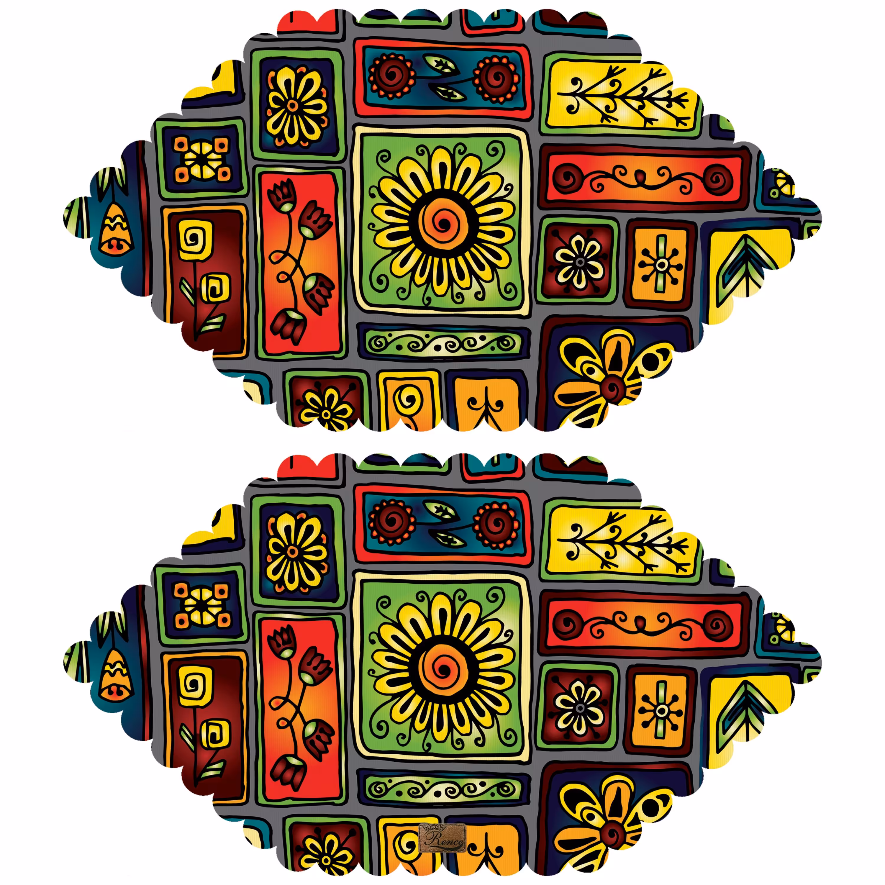 رومیزی مخمل طرح مراکشی دو عدد سایز 30 در 50 مدل T5-552 شرکت رنس