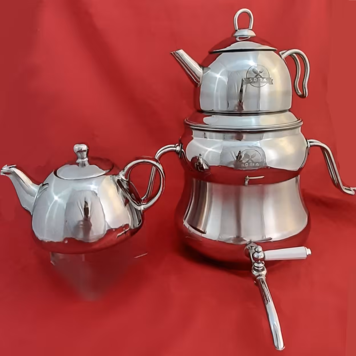 کتری قوری شیر دار استیل 2 قوری کیفیت عالی با ارسال رایگان