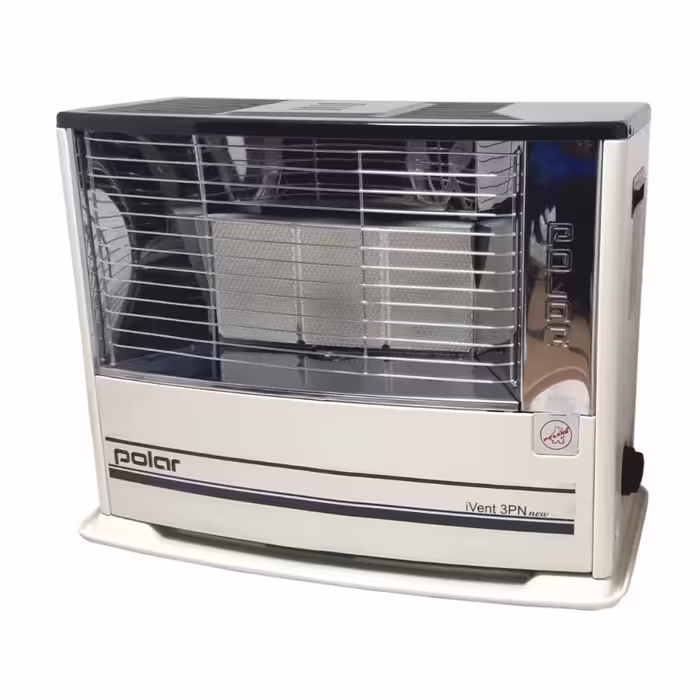 بخاری بدون دودکش پلار رنگ کرم و دارای سه سنگ