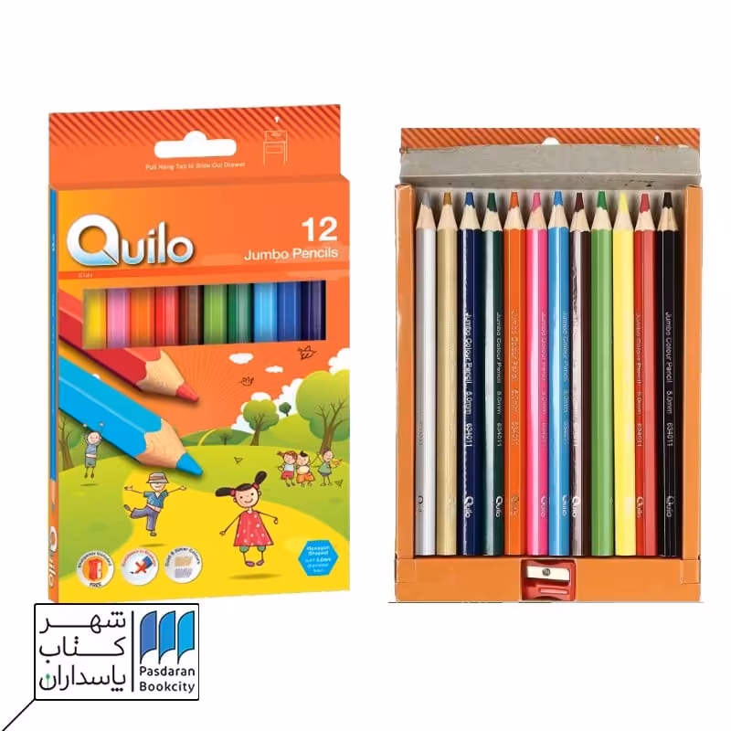 مداد رنگی 12 رنگ جامبو کد 634012 quilo