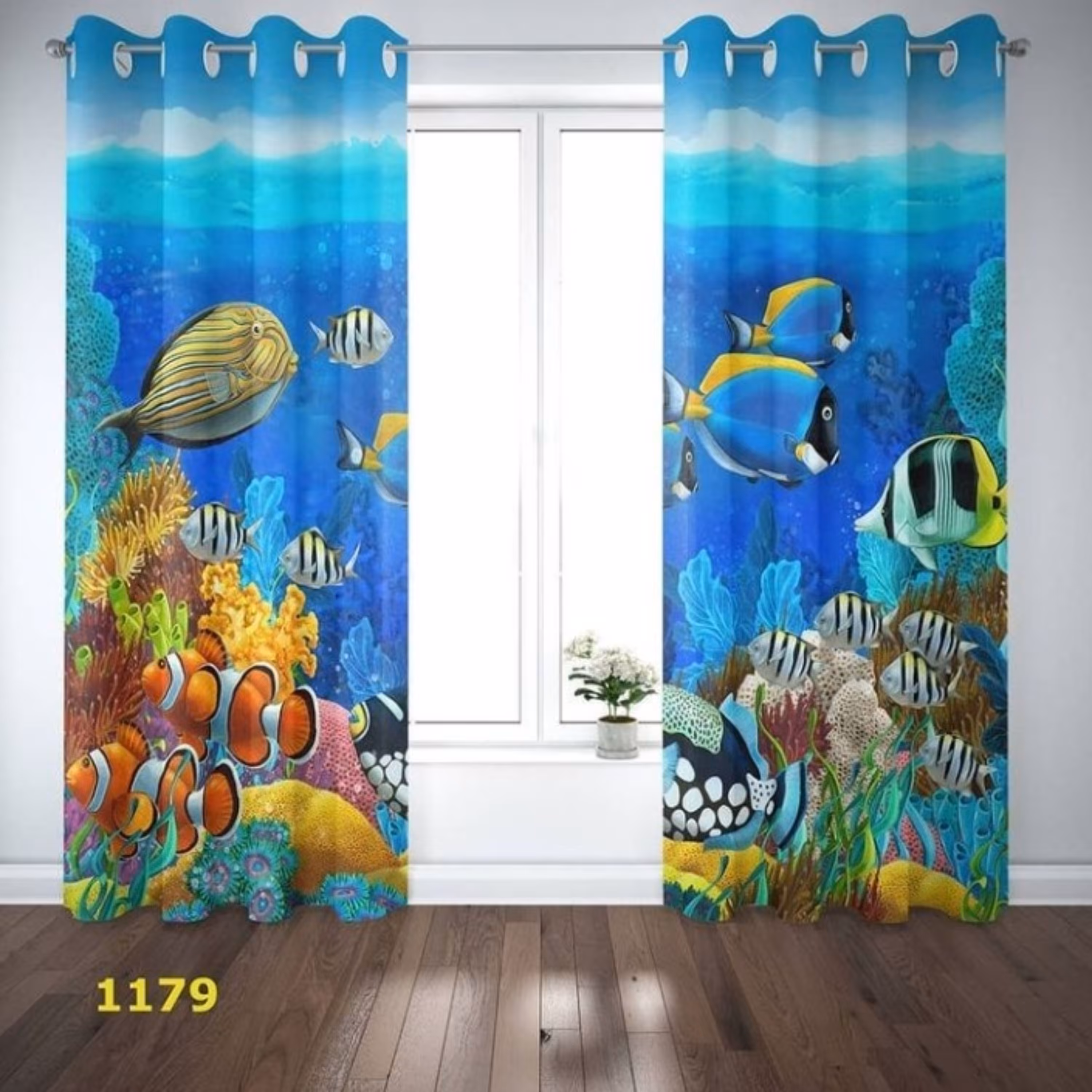 پرده اتاق خواب - طرح آکواریوم و دریا