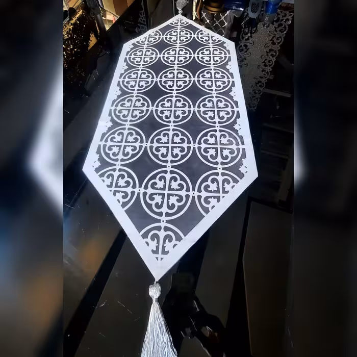 رومیزی جلومبلی مخمل دوبل بسیار زیبا رنگ طوسی سایز 90 در 40