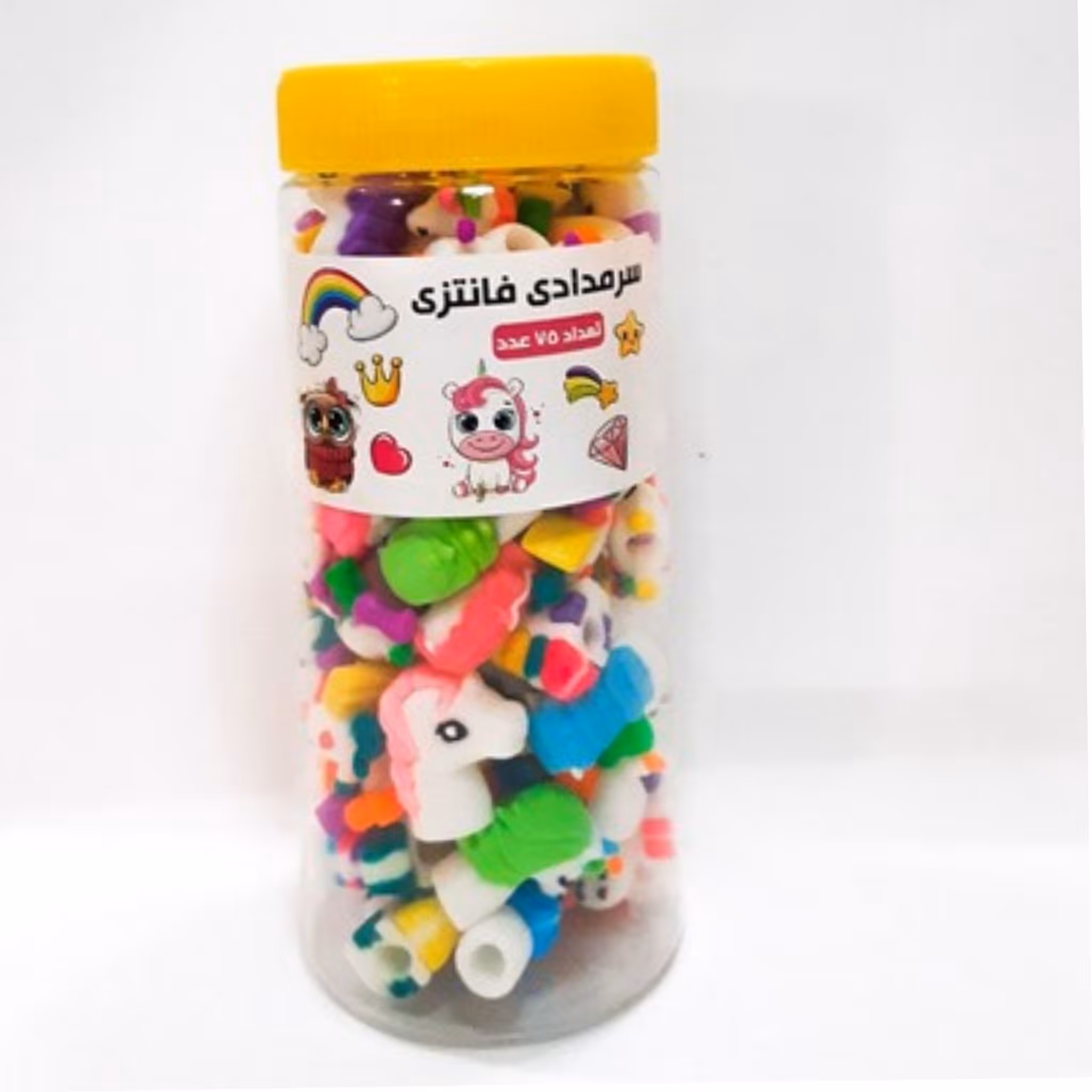 سرمدادی سیلیکونی حیوانات فانتزی مدل اسب تک شاخ (قوطی 75 عددی)