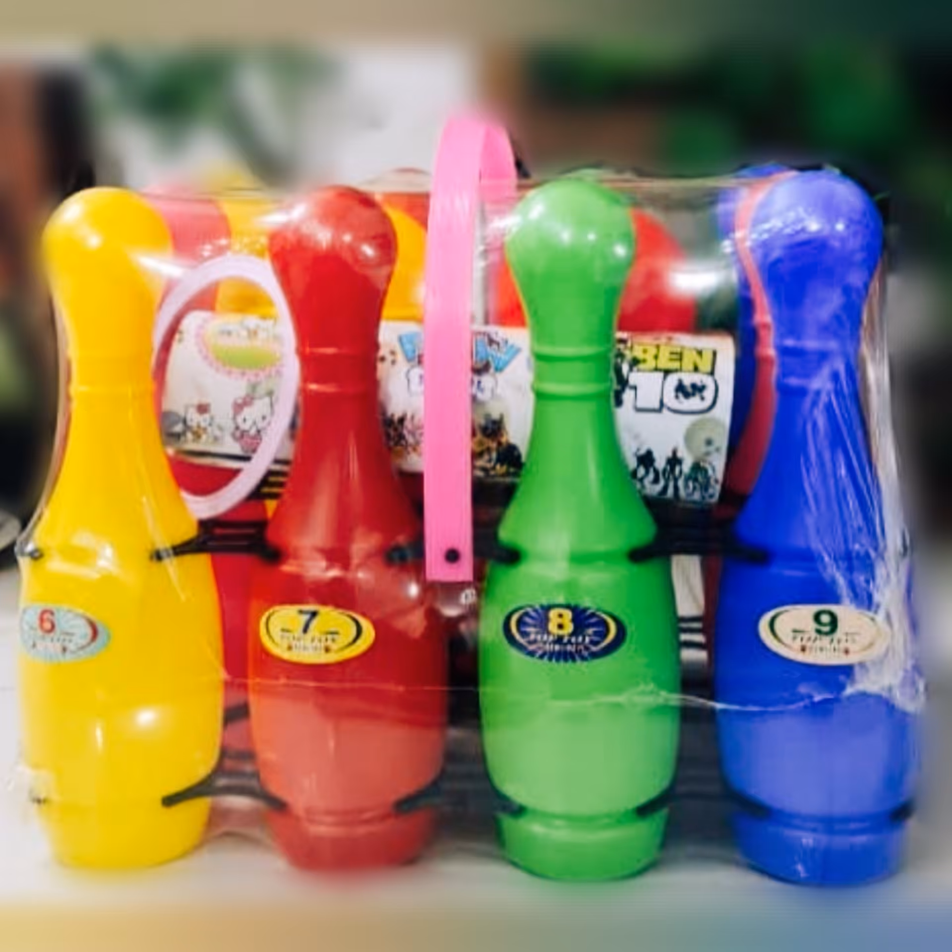 اسباب بازی بولینگ10عددی بزرگ به همراه  دوتوپه دسته دار