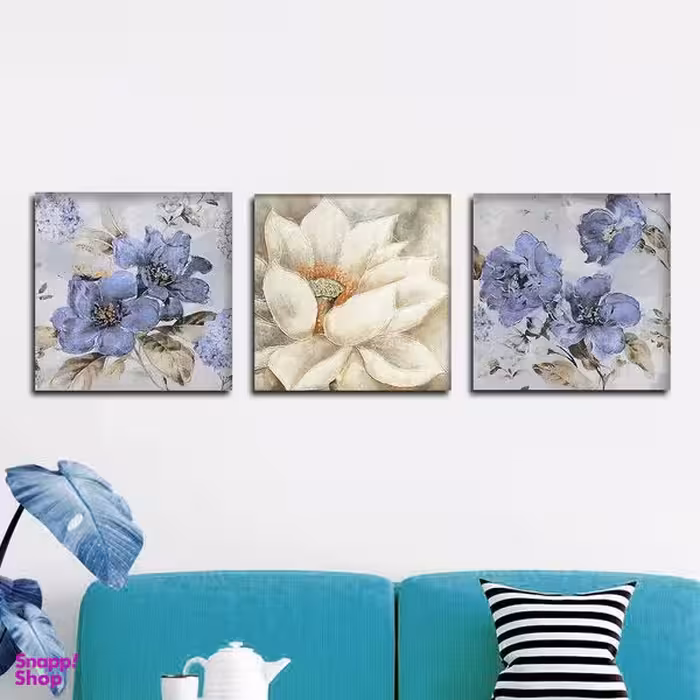 تابلو شاسی بکلیت طرح نقاشی مدرن آبرنگی گل مدل SH-1628 مجموعه 3 عددی