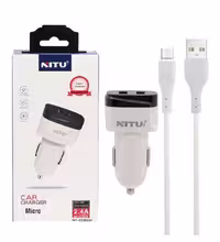 شارژر فندکی فست 12W دو پورت نیتو مدل NT-CC835F به همراه کابل میکرو یو اس بی