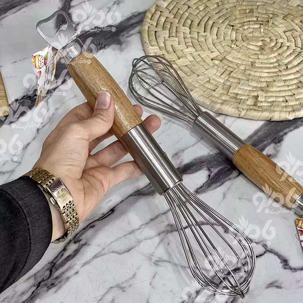 همزن و درب باز کن دستی چوب استیل
