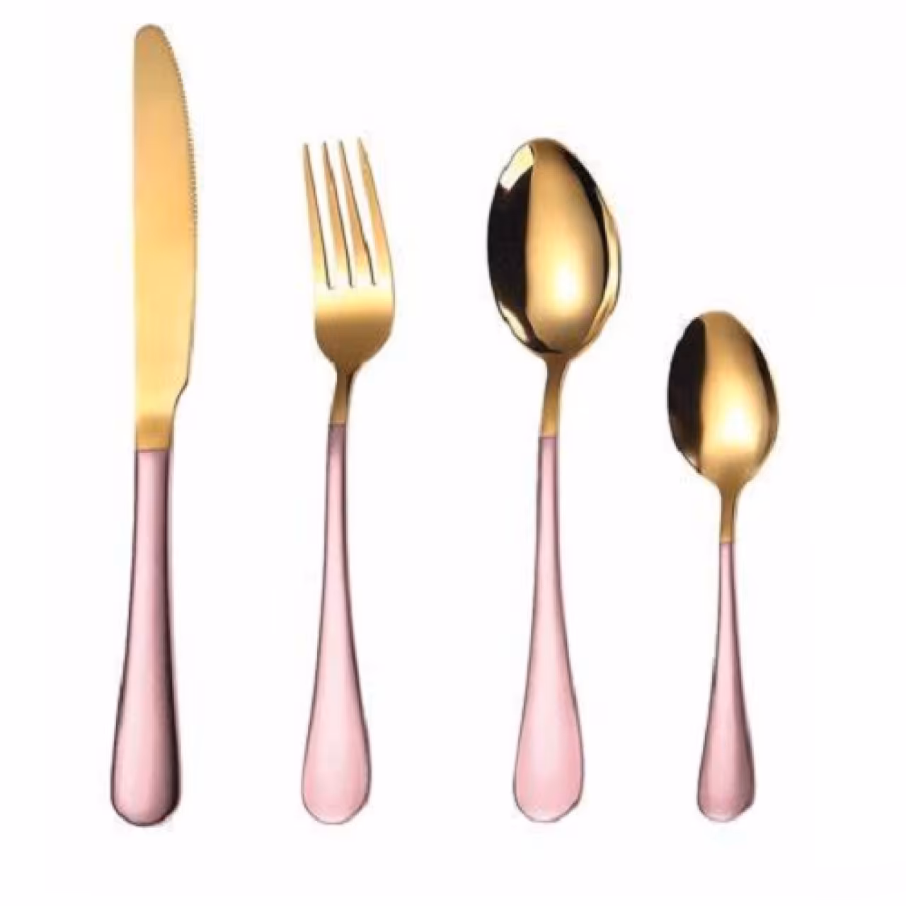 ست قاشق چنگال طلایی تک نفره مدل فانتزی کد 201